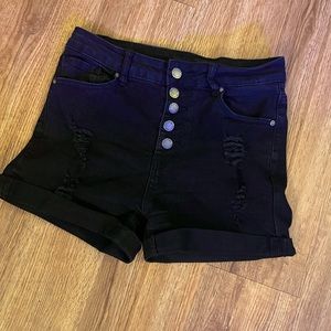 Black high waisted button up shorts , size 5
